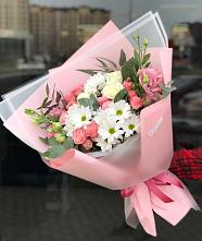 Букет цветов из:  Розы, Лизиантусы и Хризантемы в Клишева
